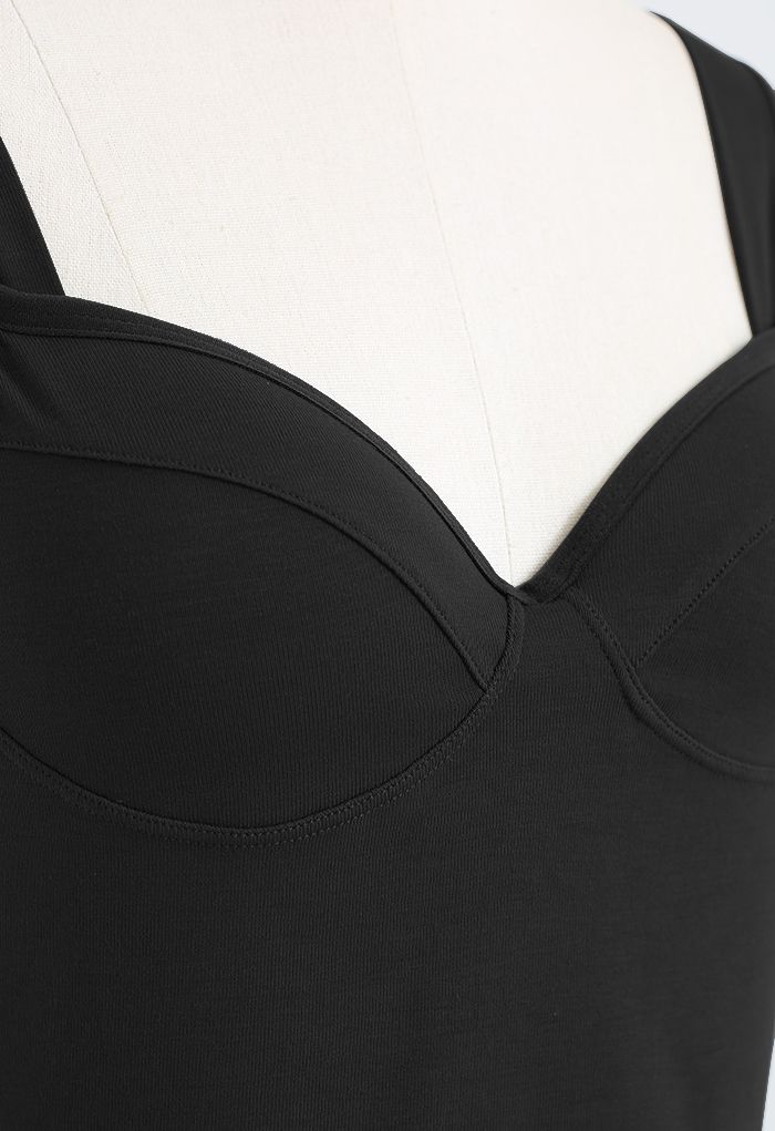 Solid Color Bustier Tank Top in Black