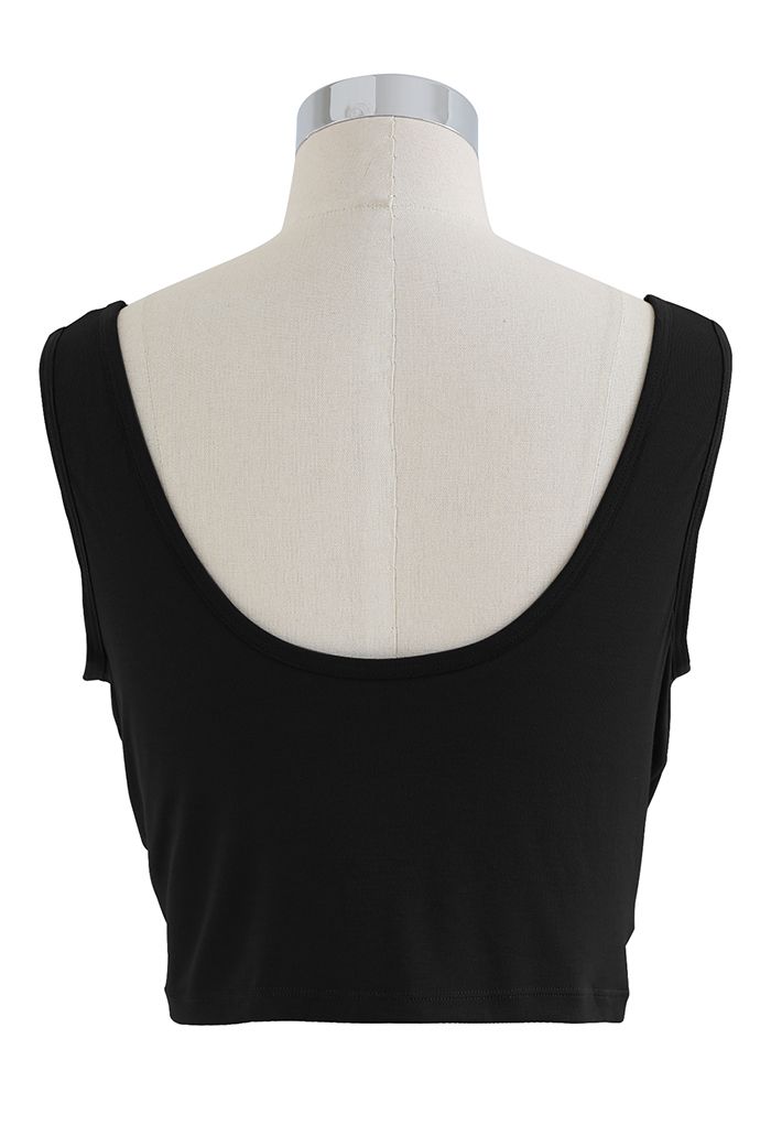 Solid Color Bustier Tank Top in Black