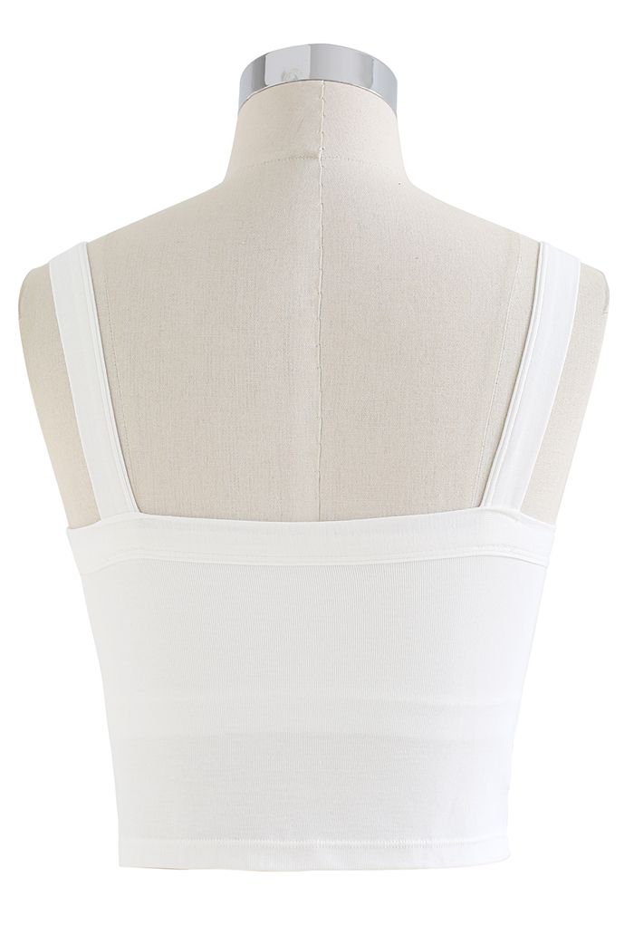 Soft V-Neck Crop Tank Top in White