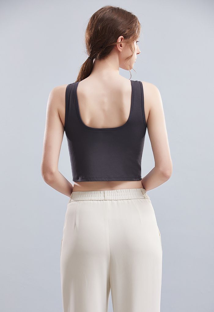 Solid Color Bustier Tank Top in Smoke