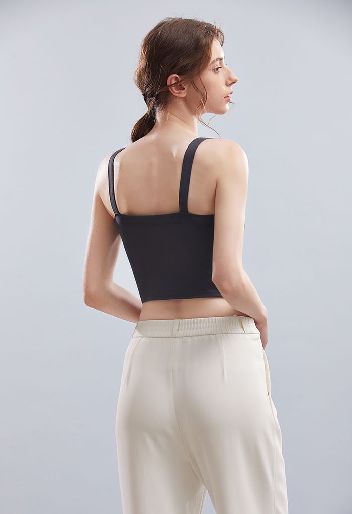 Soft V-Neck Crop Tank Top in Smoke