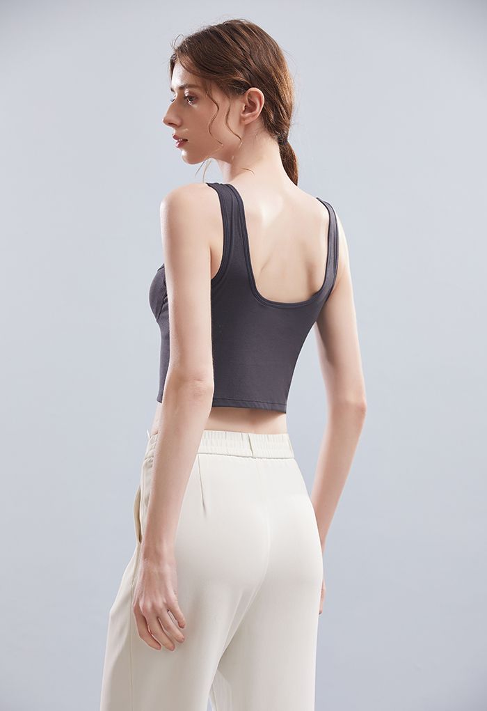 Solid Color Bustier Tank Top in Smoke