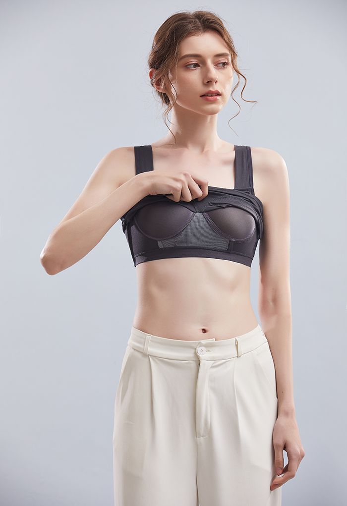 Solid Color Bustier Tank Top in Smoke
