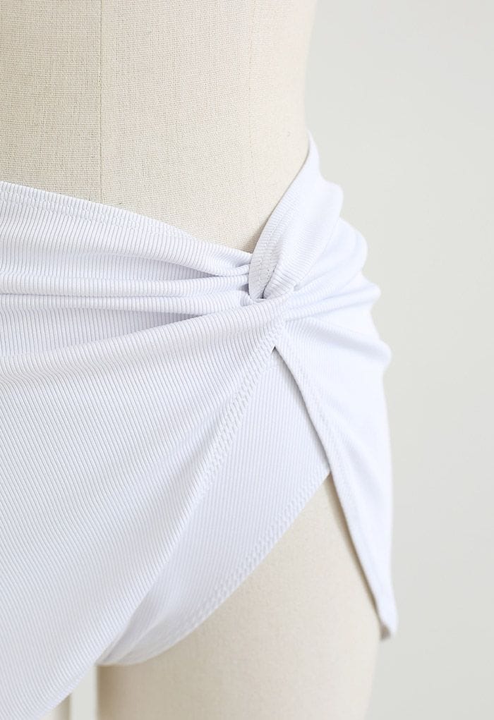 Solid White Bikini Set with Sarong