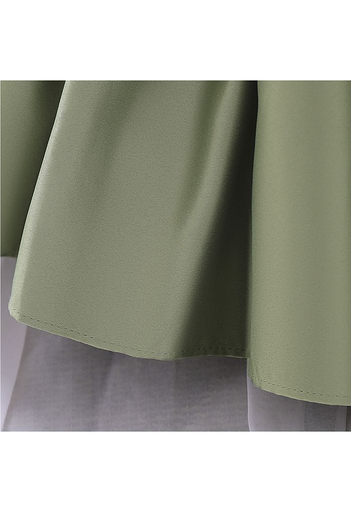 Big Bow Back Sleeveless Princess Dress in Moss Green For Kids