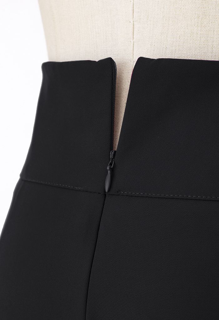 Cutout Waist Wide Leg Pants in Black