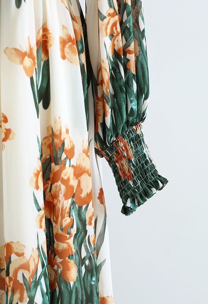 Lush Blossom Bowknot Chiffon Dress in Cream
