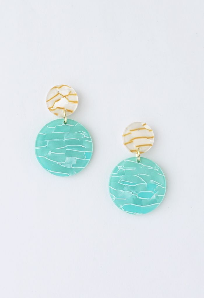 Marble Circle Drop Earrings