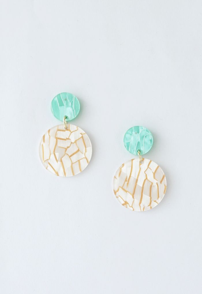 Marble Circle Drop Earrings