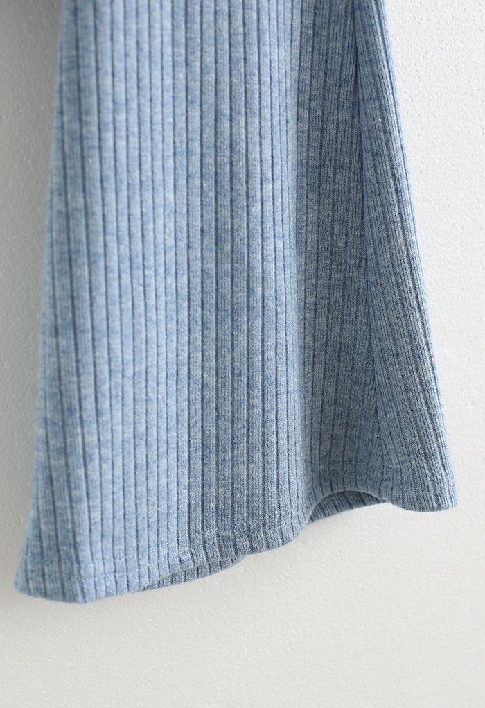 Trendy Soft Crop Top and Flare Pants Set in Blue