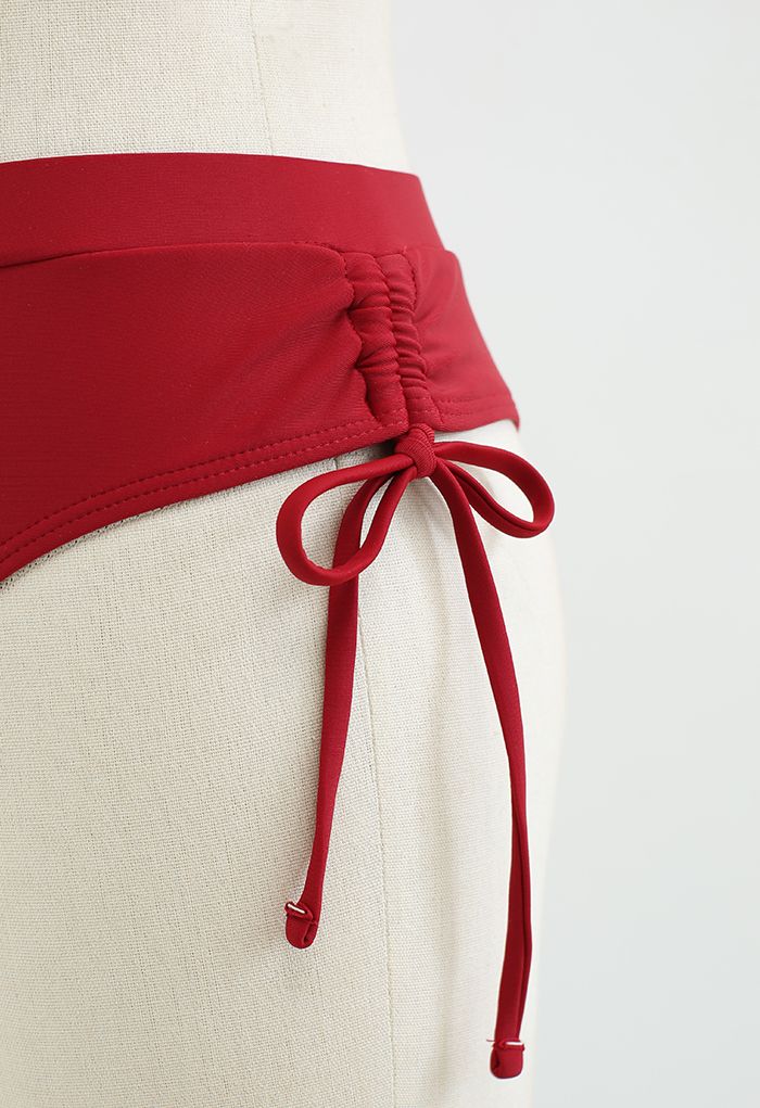 Seashell Shaped Drawstring Bikini Set in Red