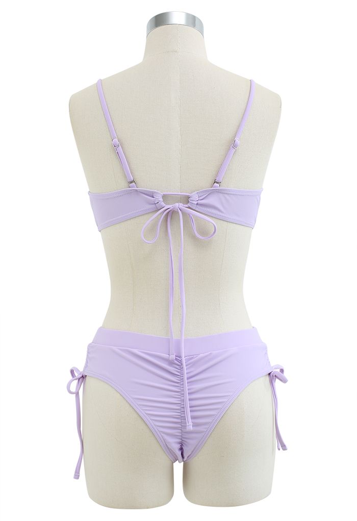 Seashell Shaped Drawstring Bikini Set in Lilac