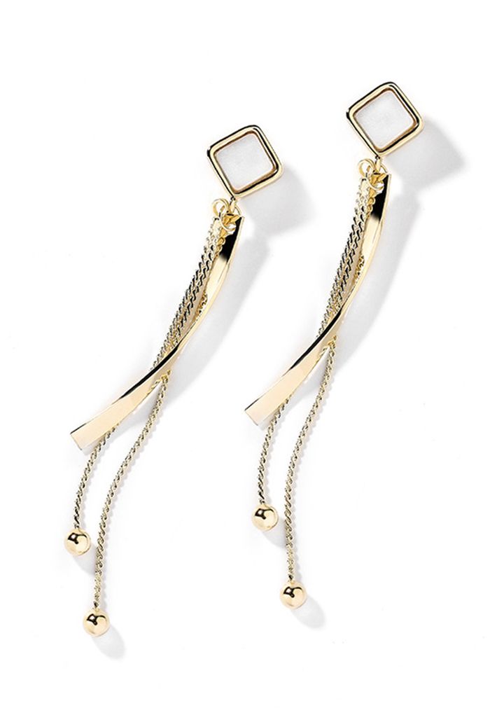 Multi Strings Golden Drop Earrings