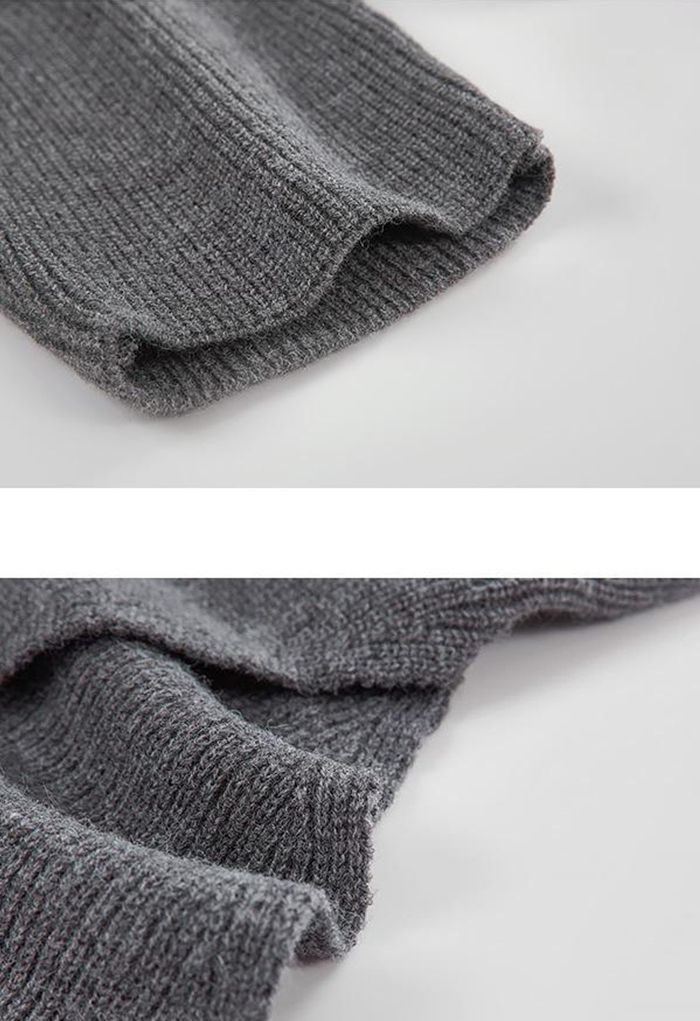Boat Neck Crisscross Hi-Lo Sweater in Smoke