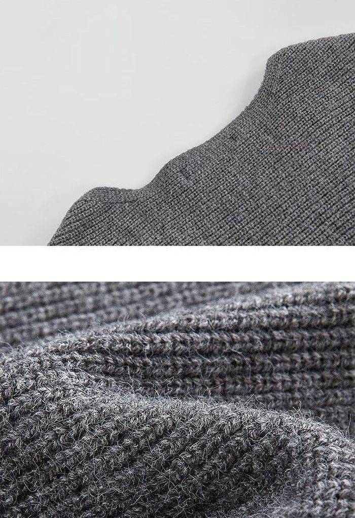 Boat Neck Crisscross Hi-Lo Sweater in Smoke
