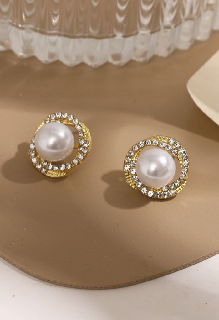 Spiral Shape Single Pearl Earrings