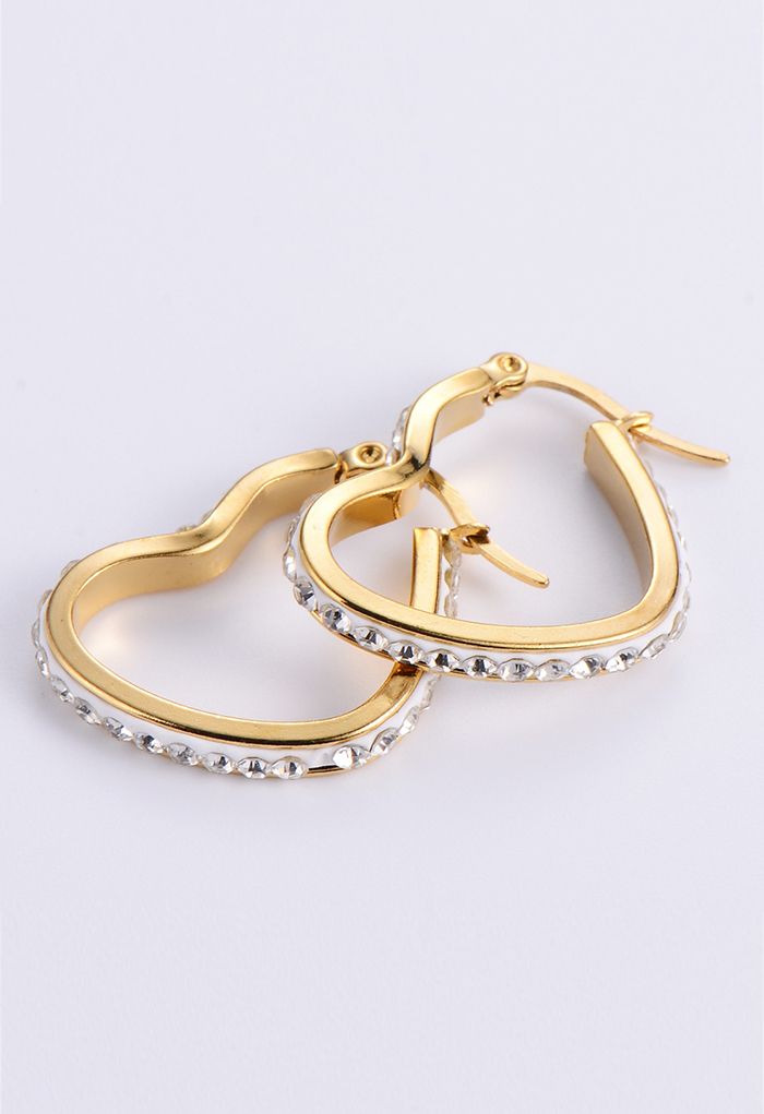 Heart Shape Zircon Trim Earrings