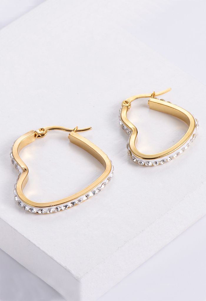 Heart Shape Zircon Trim Earrings