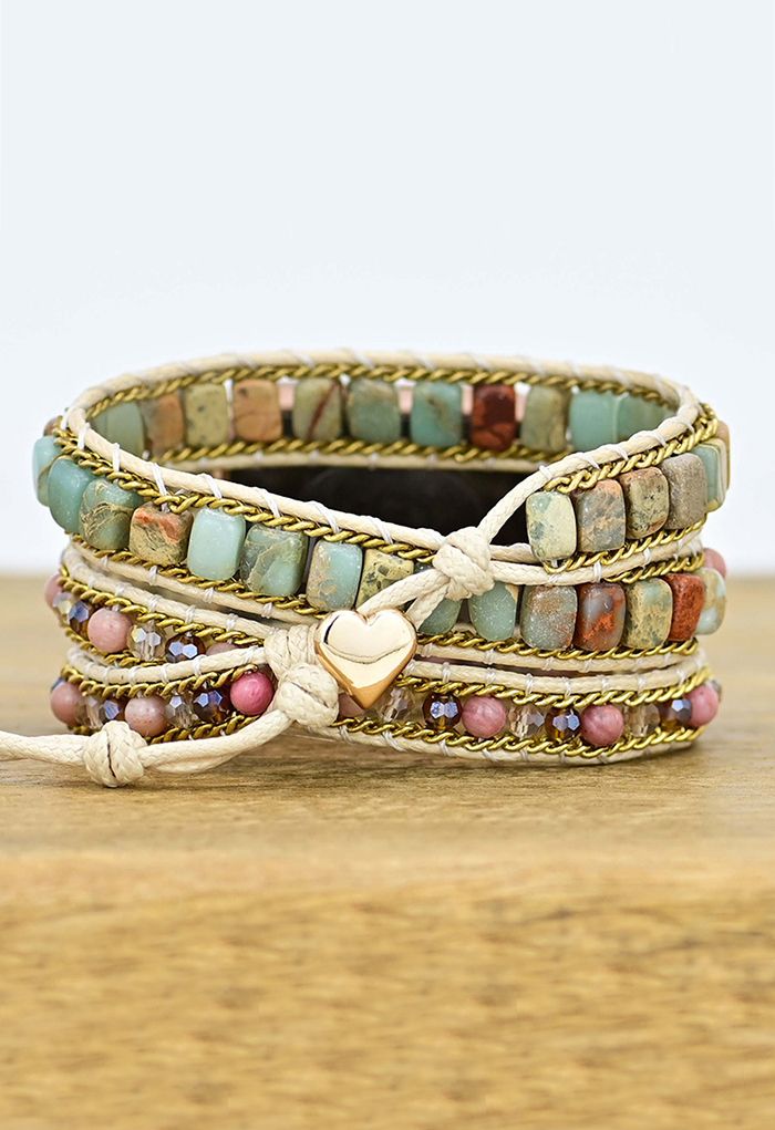 Natural Stone Three-Layer Weave Watch Strap