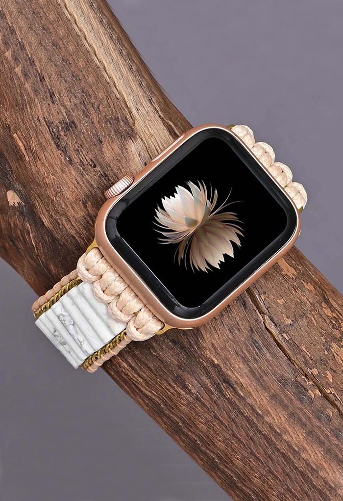 Solid White Magnesite Stone Weave Watch Strap