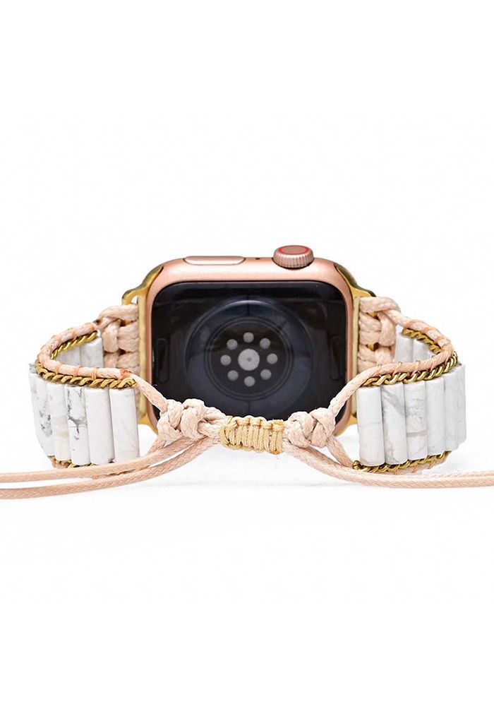 Solid White Magnesite Stone Weave Watch Strap