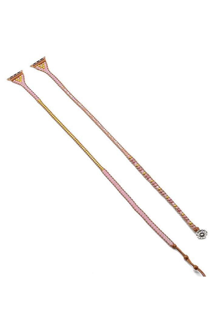 Pink Crystal Five-Layer Twined Watch Strap