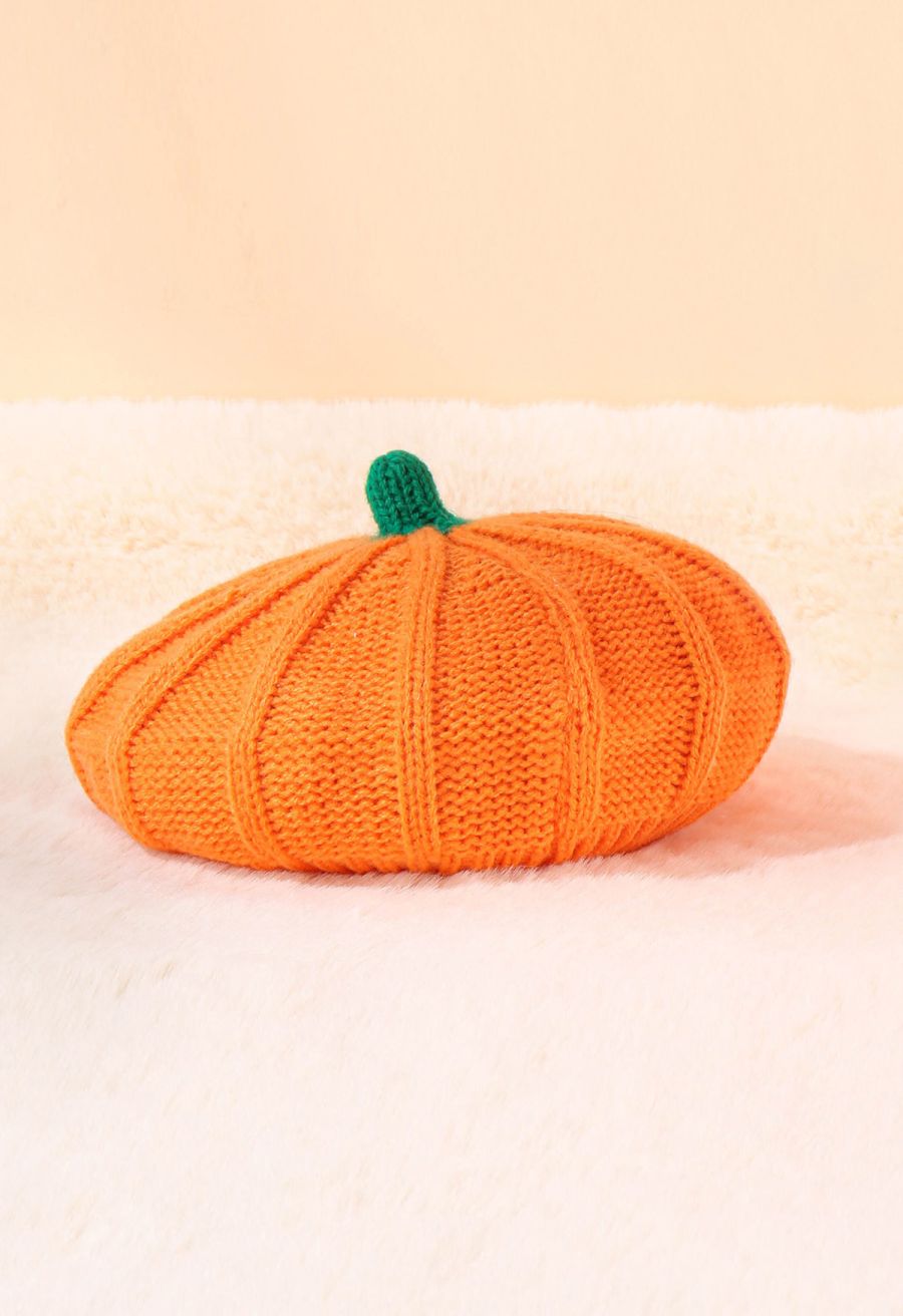 Halloween Pumpkin Knit Beret Hat Halloween Costumes