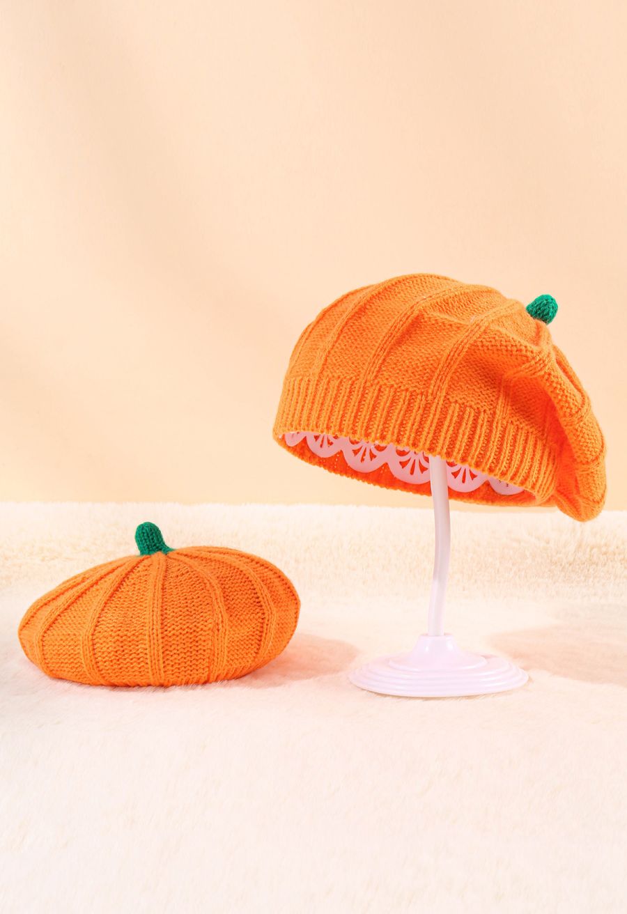 Halloween Pumpkin Knit Beret Hat Halloween Costumes