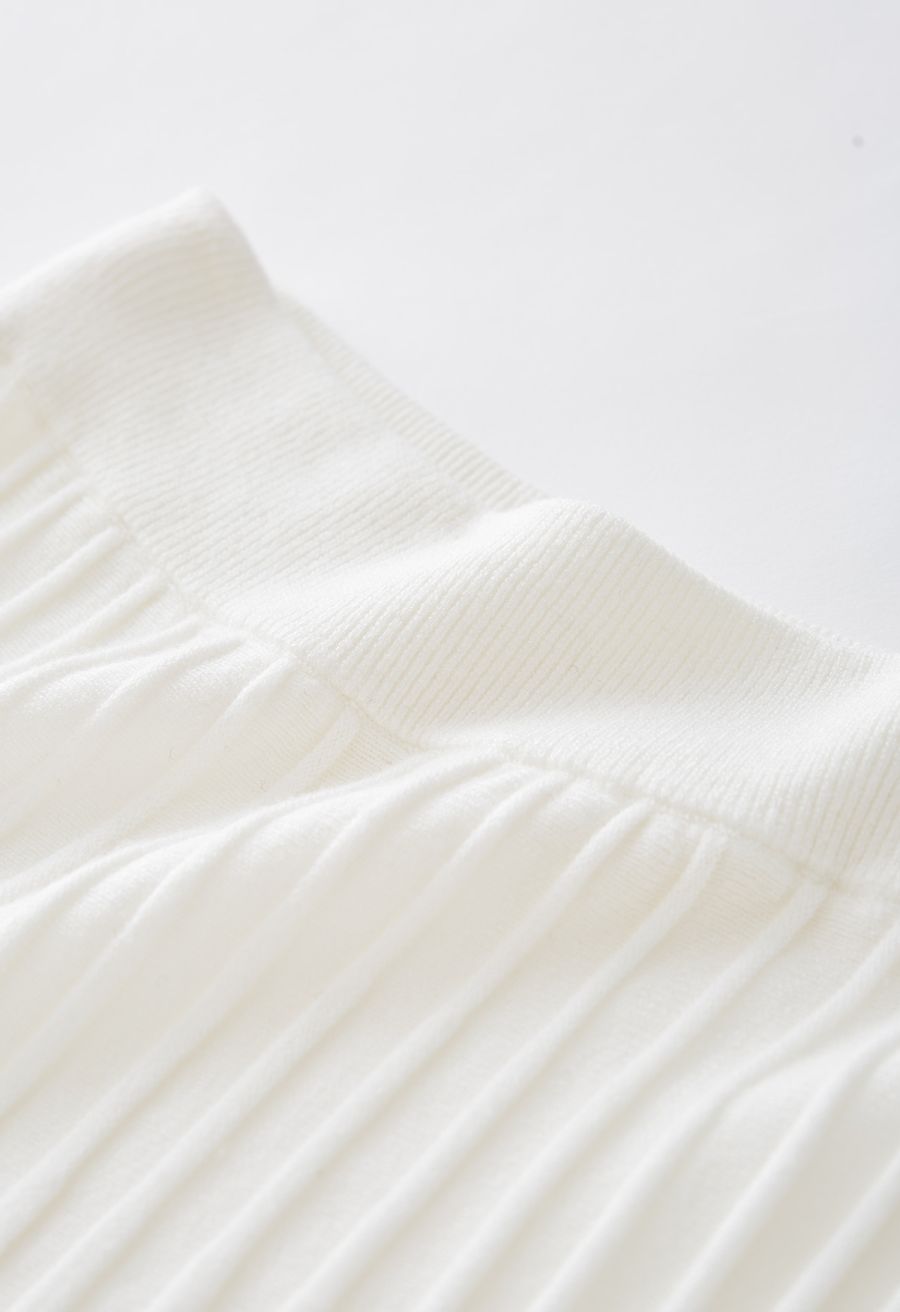 Ultra-Soft Lettuce Hem Knit Maxi Skirt in White