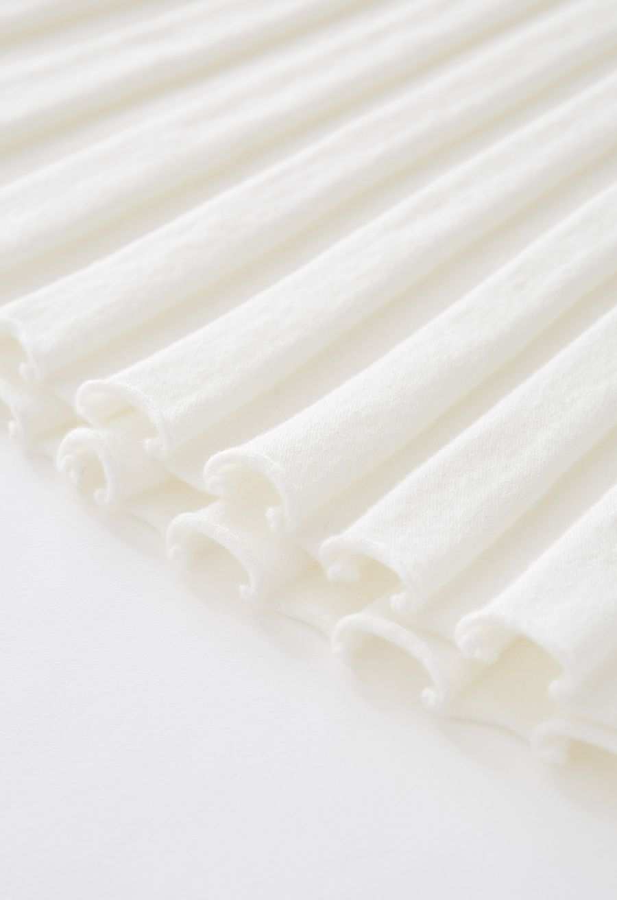 Ultra-Soft Lettuce Hem Knit Maxi Skirt in White