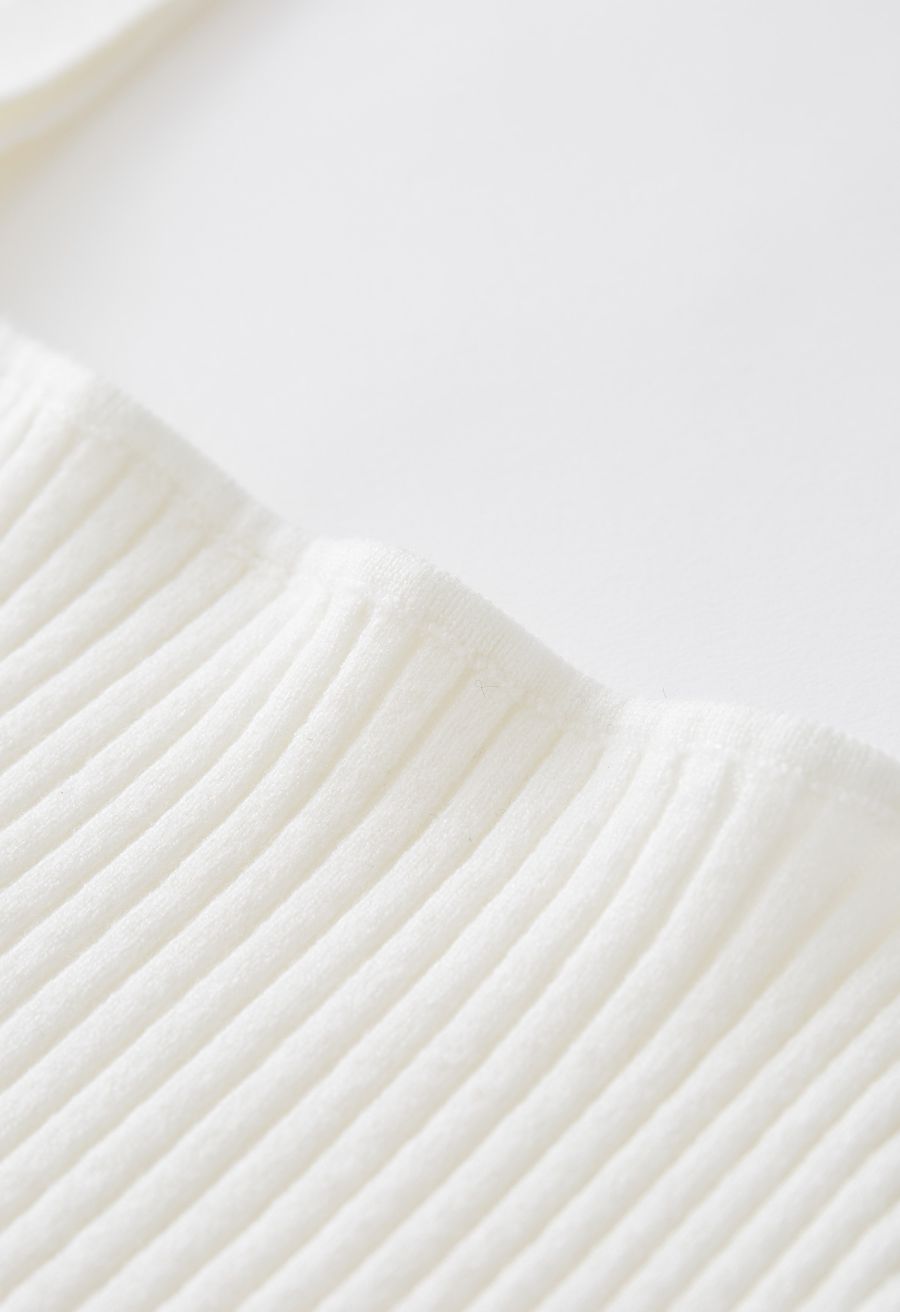Ultra-Soft Ribbed Cami Knit Cropped Top in White