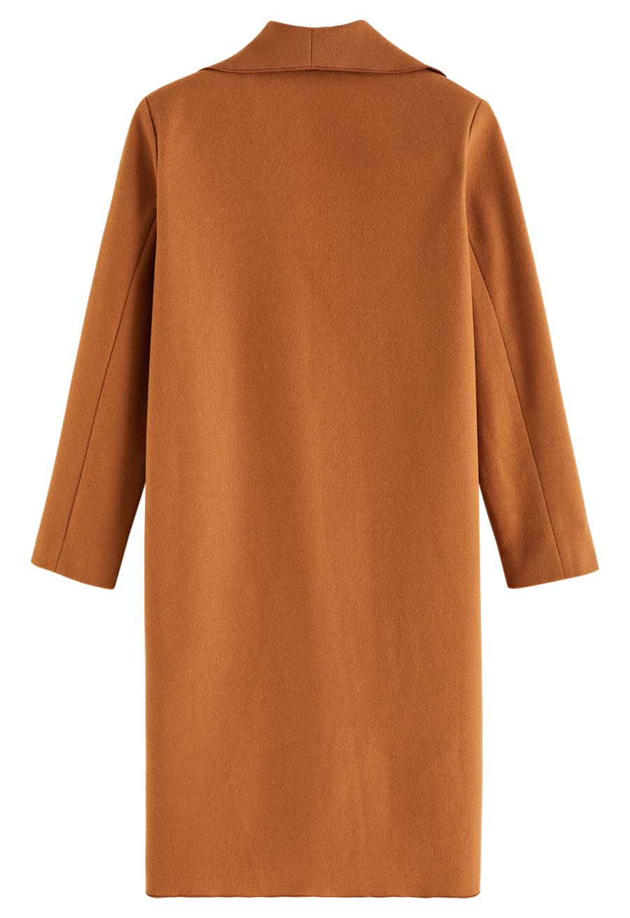 Free Myself Open Front Wool-Blend Coat in Pumpkin