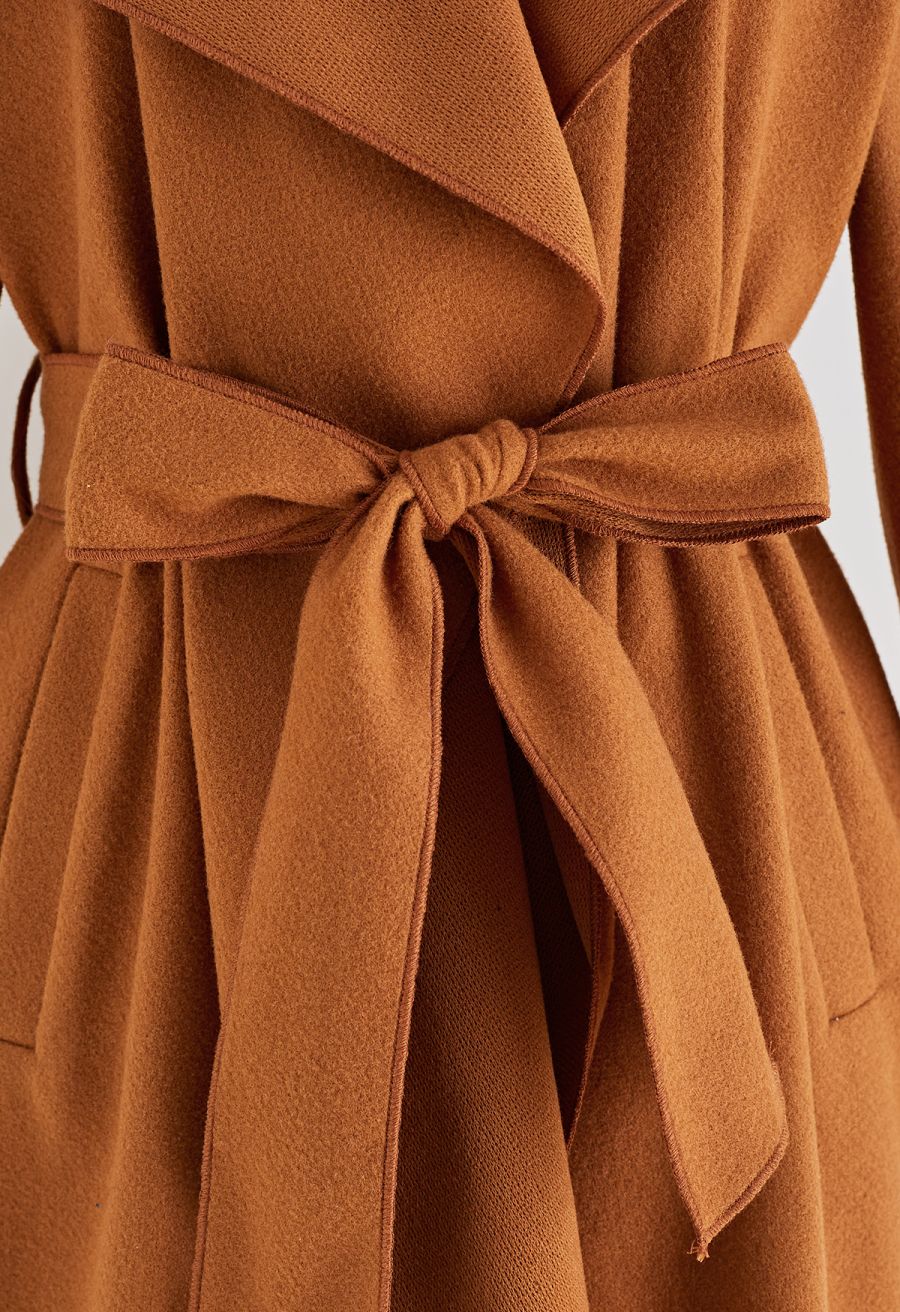 Free Myself Open Front Wool-Blend Coat in Pumpkin