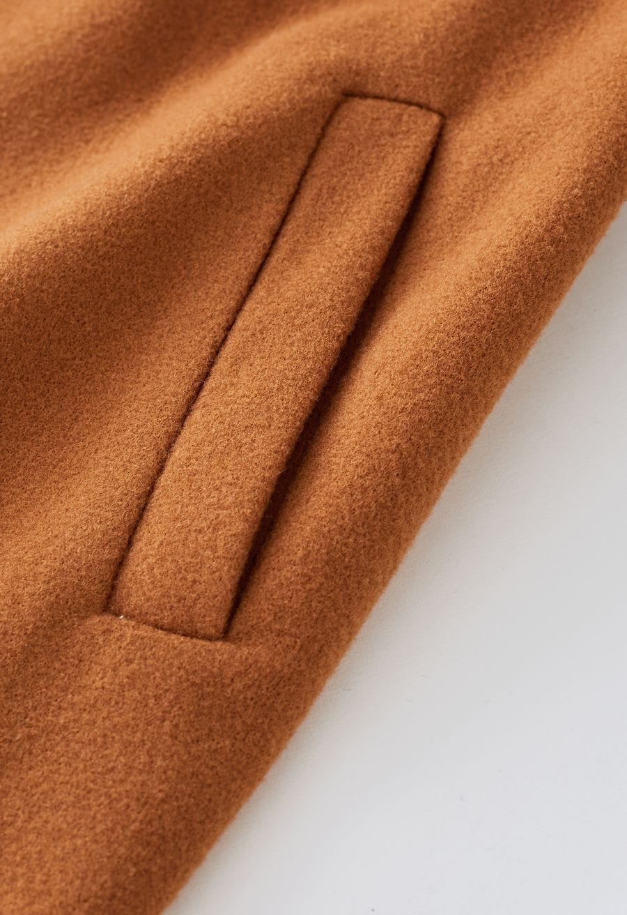 Free Myself Open Front Wool-Blend Coat in Pumpkin