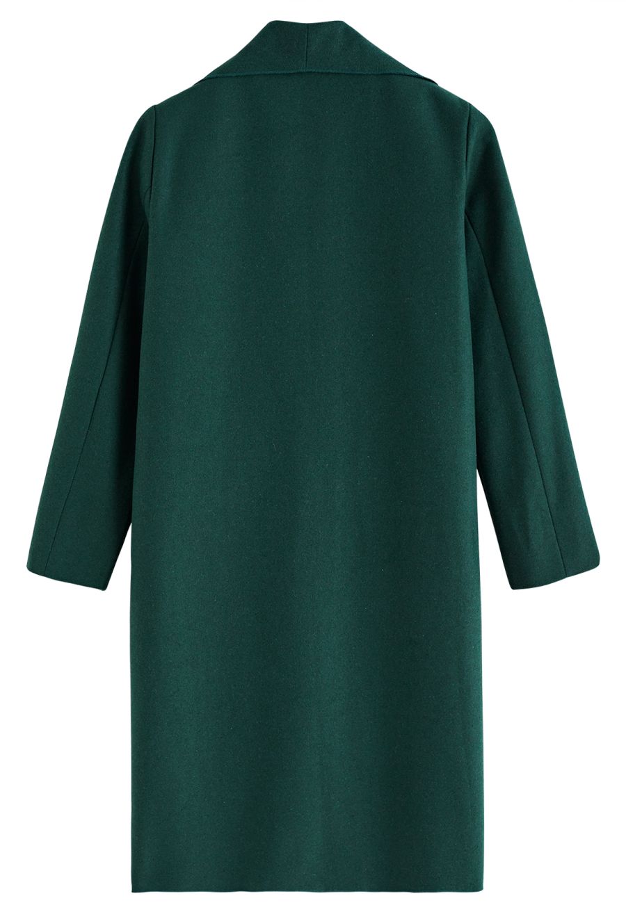 Free Myself Open Front Wool-Blend Coat in Emerald