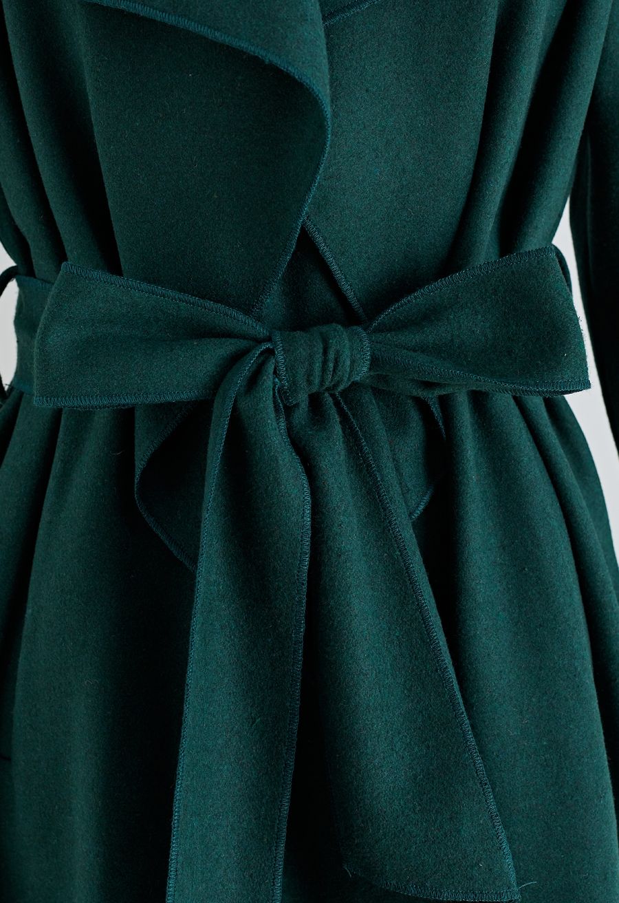 Free Myself Open Front Wool-Blend Coat in Emerald