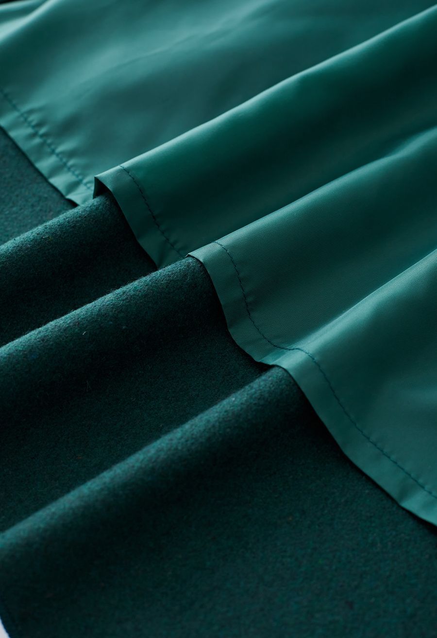 Free Myself Open Front Wool-Blend Coat in Emerald