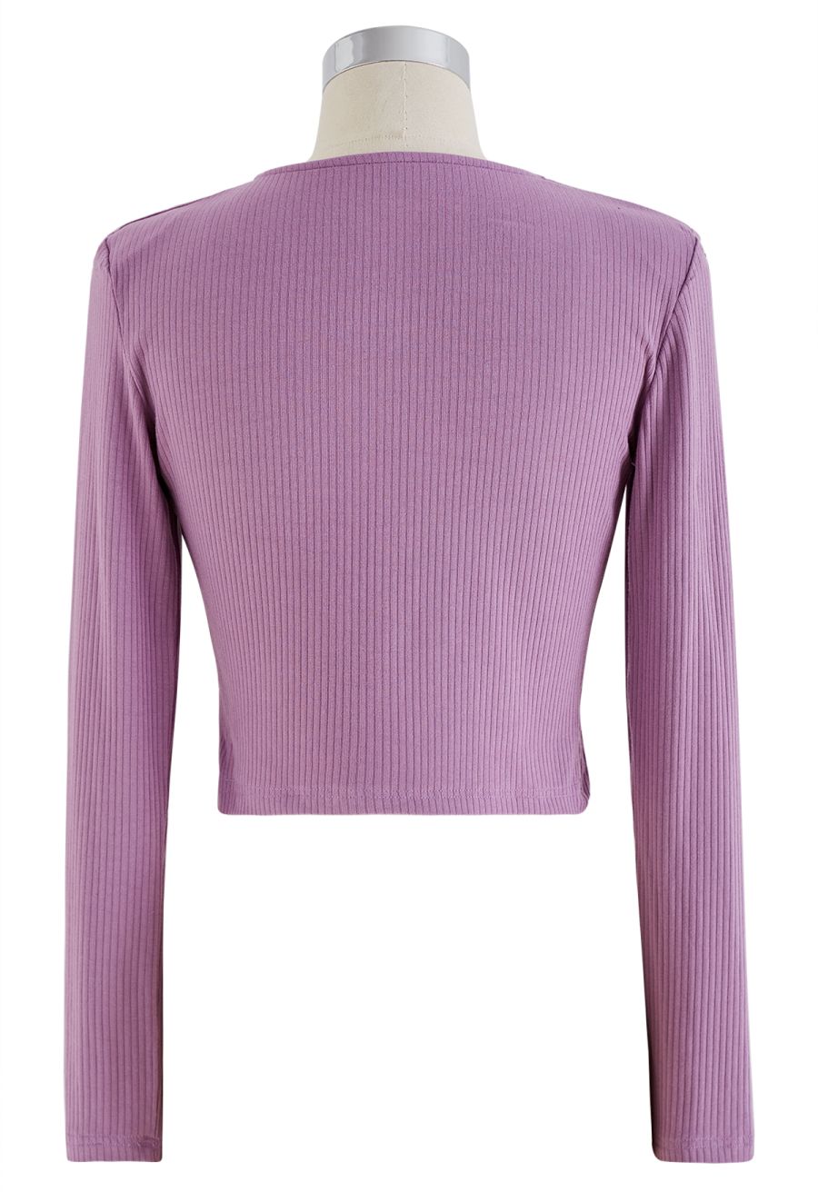 Ruffle Shirred Tube Top and Cardigan Set in Lilac