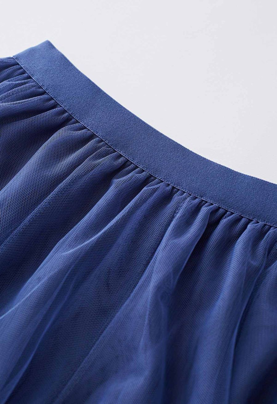 My Secret Garden Tulle Maxi Skirt in Dusty Blue