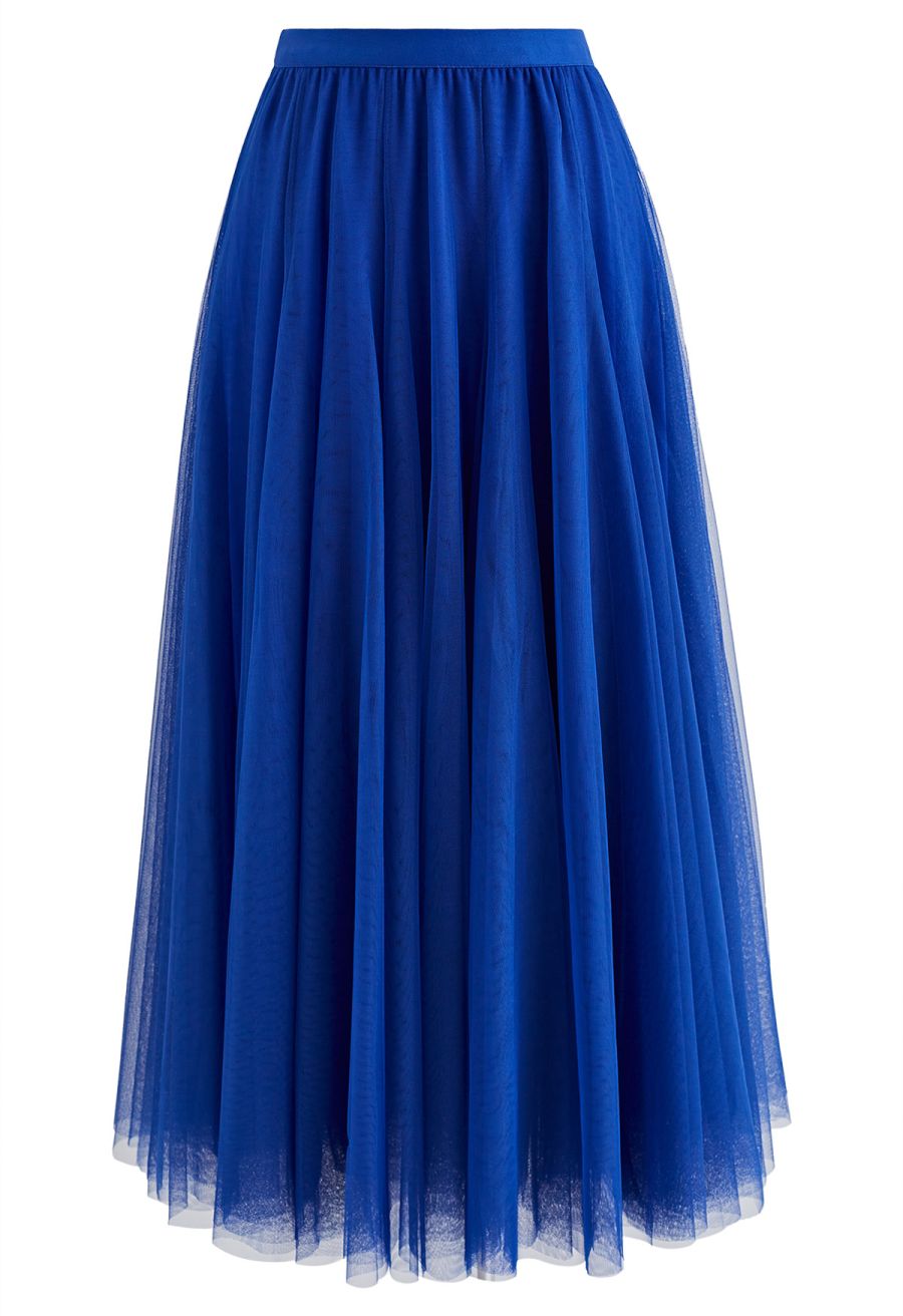 My Secret Garden Tulle Maxi Skirt in Indigo