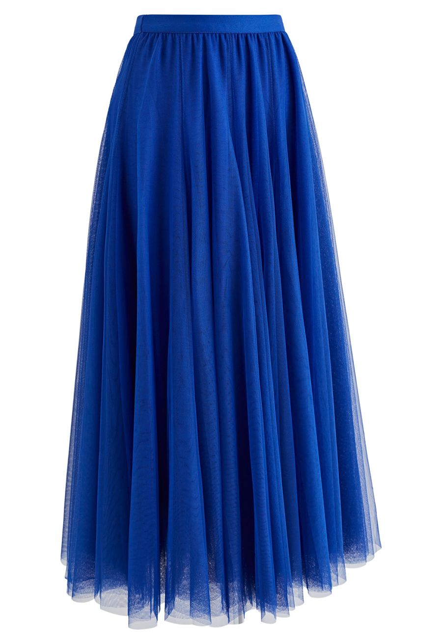 My Secret Garden Tulle Maxi Skirt in Indigo
