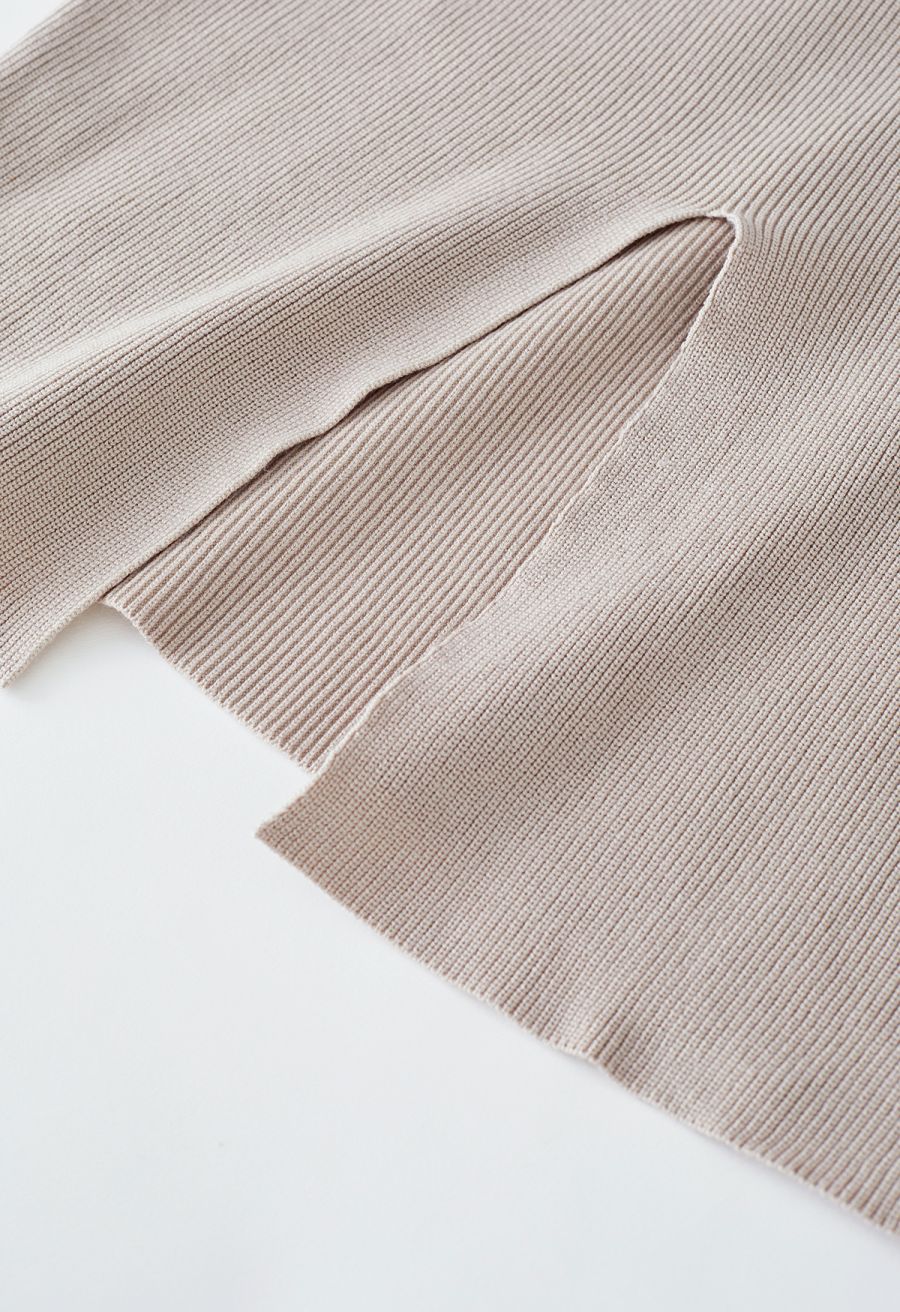 Comfy Ribbed Knit Top and Midi Skirt Set in Linen