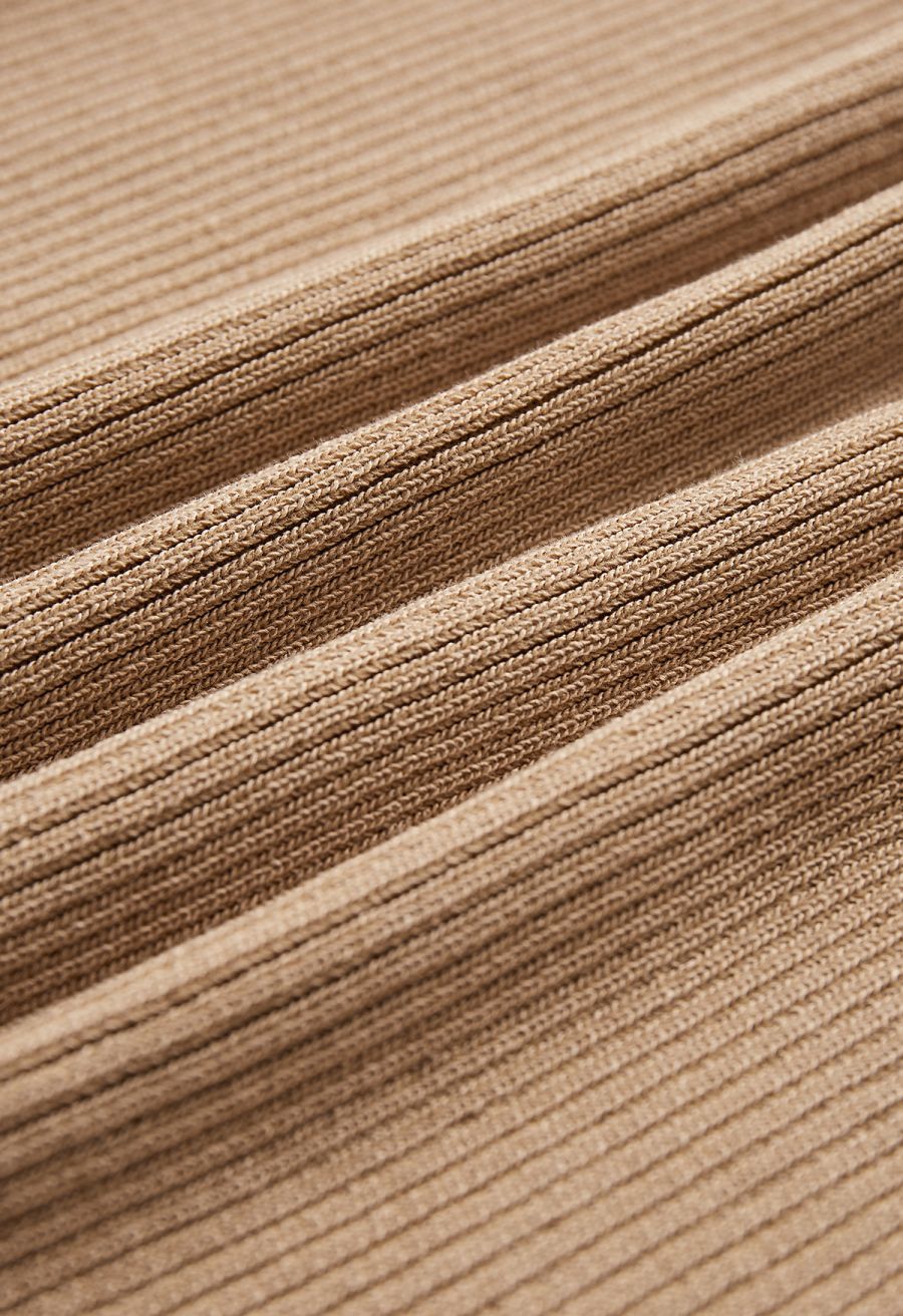 Cropped Knit Pearly Tank Top in Light Tan