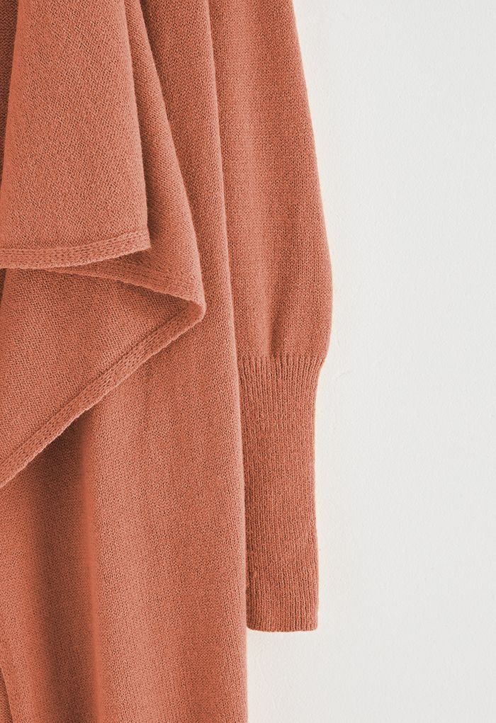 Waterfall Longline Knit Cardigan in Orange