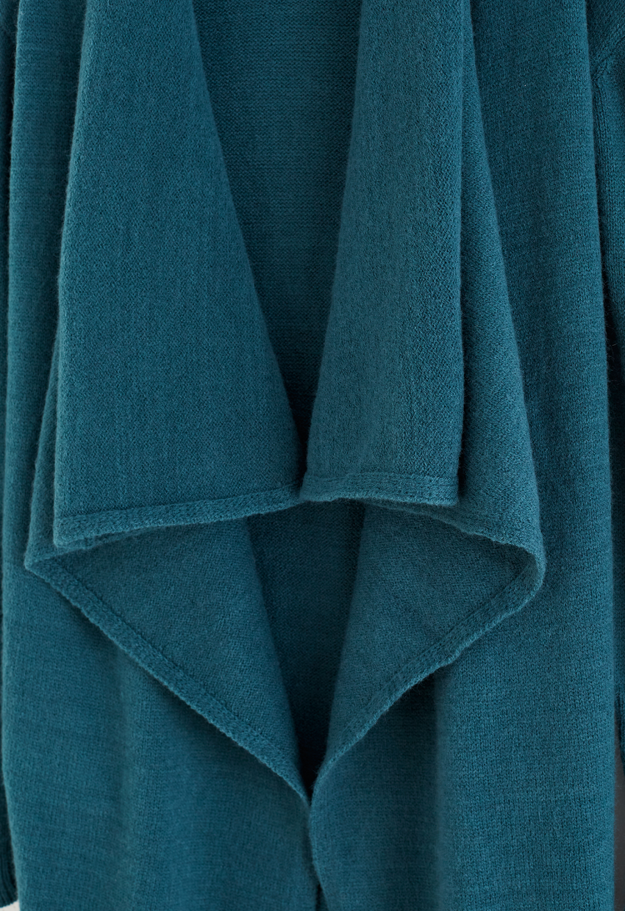 Waterfall Longline Knit Cardigan in Teal