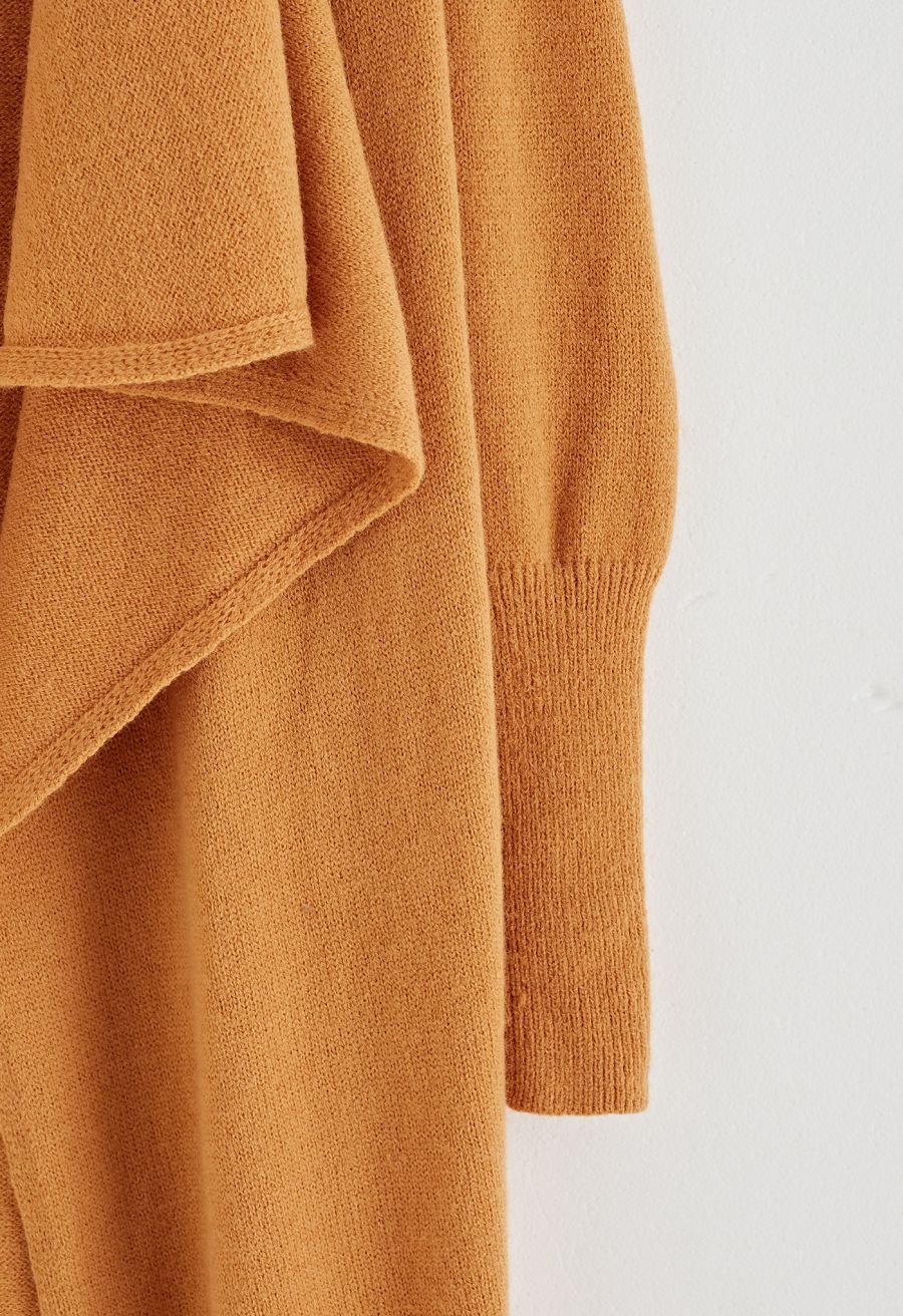 Waterfall Longline Knit Cardigan in Pumpkin