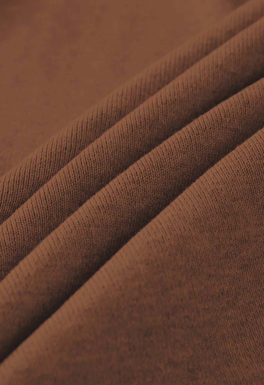 Wide Lapel Tie Waist Knit Cardigan in Brown