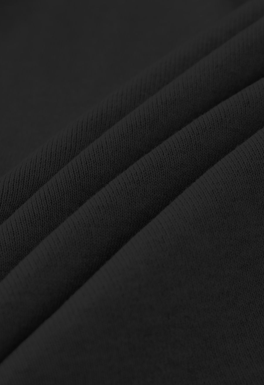 Wide Lapel Tie Waist Knit Cardigan in Black