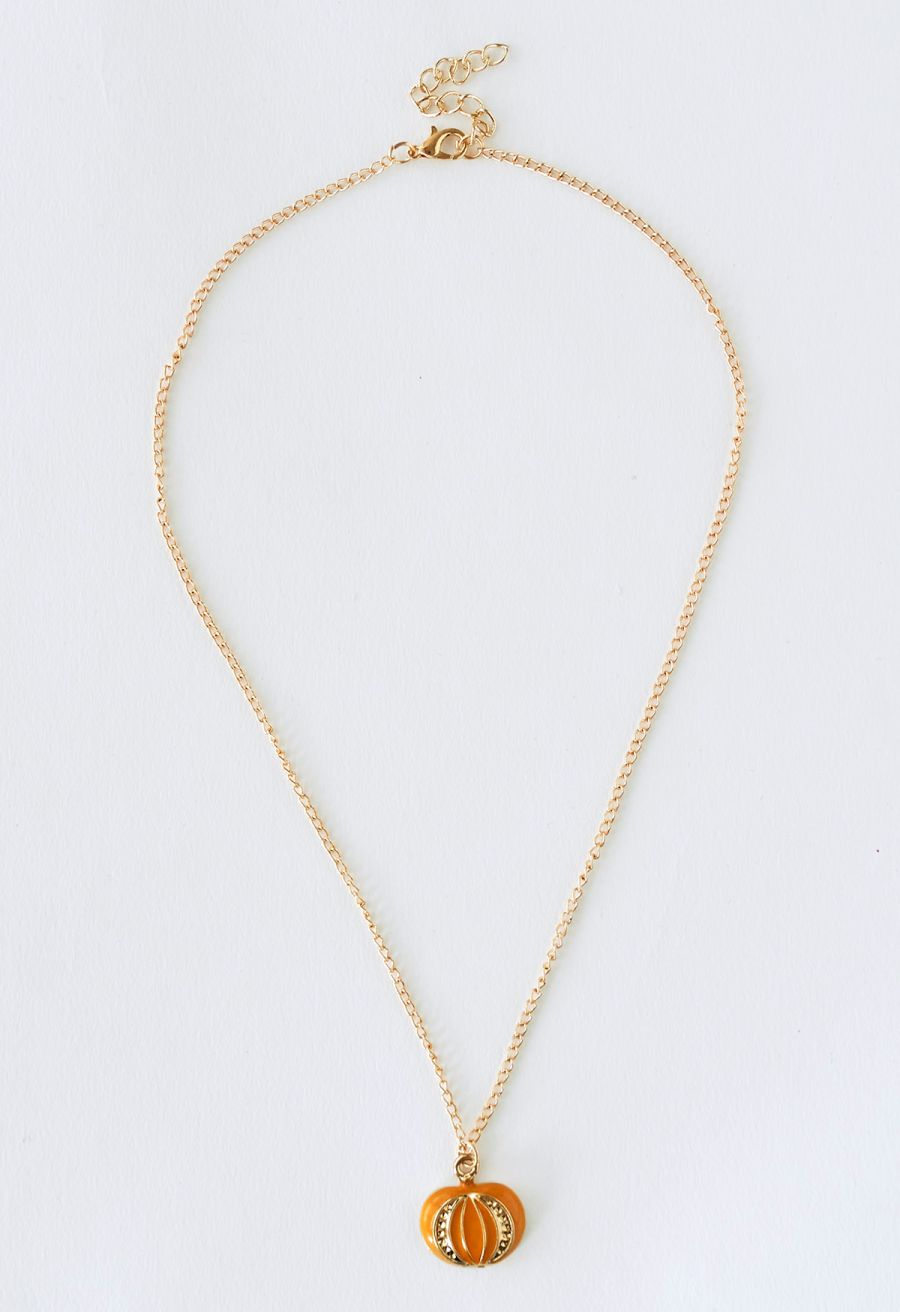 Crown Pumpkin Pendant Necklace