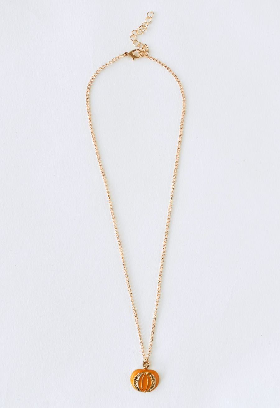 Crown Pumpkin Pendant Necklace